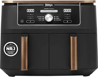Ninja Foodi MAX Dual Zone Heißluftfritteuse, 9,5 L, 6-in-1, Kupfer/Schwarz
