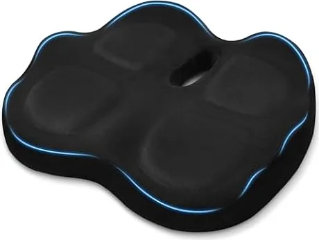Retazly Sitzkissen Orthopädisch mit Memory Foam, Ergonomisches Steißbeinkissen für Bürostuhl, Auto & Rollstuhl, Steißbeinentlastung und Sitzkomfort, mit Rutschfester Boden, Schwarz