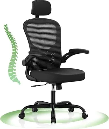 Synorla Ergonomischer Bürostuhl Schreibtischstuhl mit Lendenstütze, Schwarz