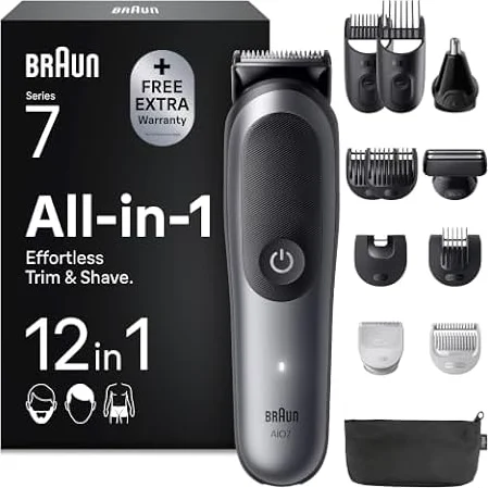 Braun Multigroom All-in-One Series 7, 12-in-1 Trimmer, AIO7545, Grau