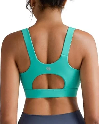 RUNNING GIRL Sport-BH mit hoher Stützkraft für Frauen, Lauf-BH mit Rückenausschnitt, stützender Workout Sport-BH(WX3139W_Bright Green_M)