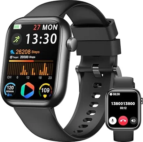 Smartwatch Damen Herren, 1.83" HD Fitness Tracker mit Schrittzähler/Blutdruckmessung/Pulsuhren/Telefonfunktion, Schlaftracker, 120+ Sportmodi, IP68 Wasserdicht Fitnessuhr&Sportuhr für Iphone Android