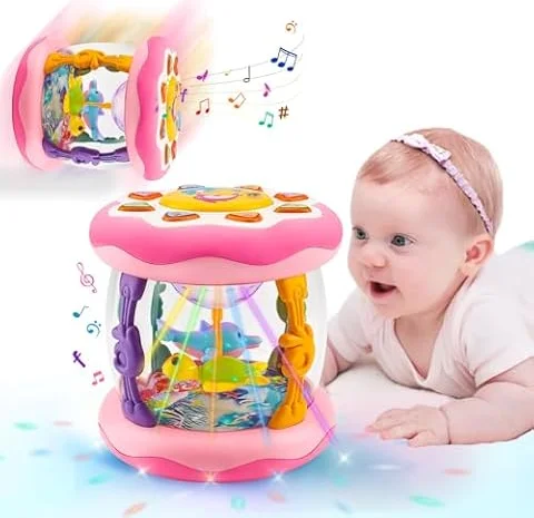 Baby Spielzeug ab 1 2 Jahr mit Musik & Licht, Musikalische Montessori Babyspielzeug ab 6 9 12 18 Monate, Krabbeln Lernen Sensorisches Kinderspielzeug Geburtstag Geschenk 1 2 Jahr Mädchen Junge
