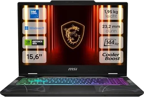 MSI Cyborg 15, Gaming-Laptop, 15,6 Zoll Full-HD 144 Hz Display, Intel Core 7 240H, NVIDIA GeForce RTX 5060, 16 GB DDR5, 1 TB SSD, Windows 11 Home, QWERTZ Tastatur, Schwarz, B2RWFKG-068