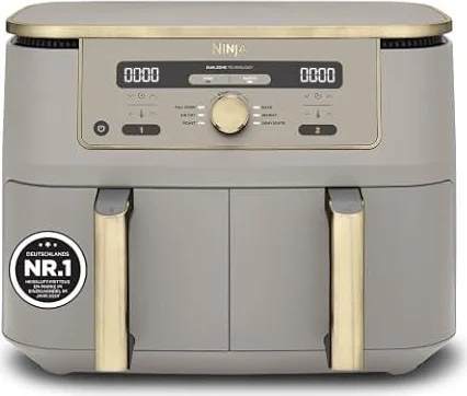 Ninja Dual Zone digitale Heißluftfritteuse, 9,5 L, 6-in-1, Stone/Gold