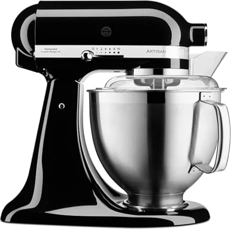 KitchenAid Küchenmaschine - Artisan - Kippbarem Food Processor - Teigknetmaschine mit 2 Schüsseln und 3 Zubehör aus Edelstahl - 4.8 L - Onyx schwarz