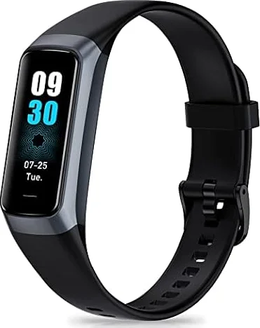 Fitness-Tracker mit Schrittzähler, Kalorienrechner & Stoppuhr, Gesundheitsuhr mit Herzfrequenz- und Schlafmonitor, 1,10" AMOLED Farbtouchscreen, Sportuhr für Damen & Herren
