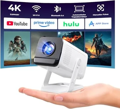 Mini Beamer 4K Unterstützt, AMEELA Beamer Integrierte Apps, 26000 Lumens