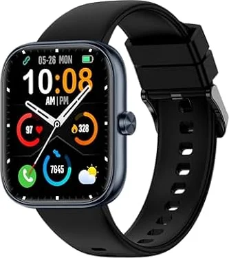 Smartwatch Damen Herren, Bluetooth Anruf, 1.83" HD Smart Watch, Schwarz