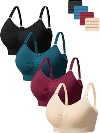 HBselect 4er BH Damen ohne Bügel Nahtloser Sports BH Seamless Bralettes