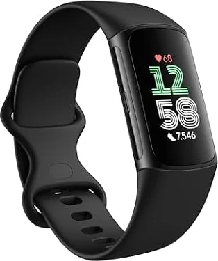 Fitbit Google Charge 6 Aktivitätstracker enthält eine 3 monatige Google Health Premium Mitgliedschaft, 7 Tage Akkulaufzeit, Google Wallet und Maps, Obsidian/Aluminum in Schwarz