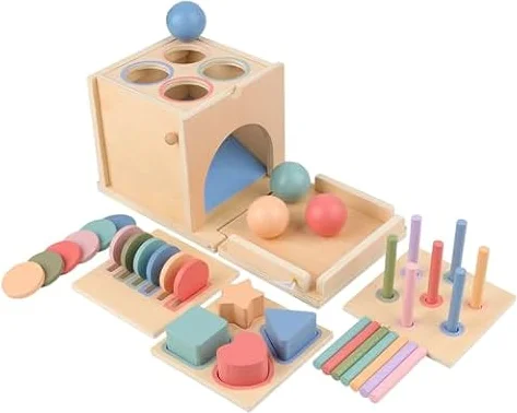 PnxdeobXL Montessori Spielzeug ab 1 Jahr, Holz Lernspielzeug für Kleinkinder 1-6 Jahre, Feinmotorik Steckspiel, Geschenk für Junge & Mädchen zum 1. Geburtstag