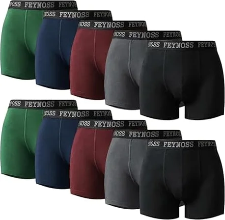 feynoss Boxershorts Herren 10er Pack - Atmungsaktive Männer Unterwäsche, Retroshorts Unterhosen Männer, XL für Fahrrad Fahren, Ball Sports