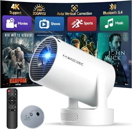 Magcubic Mini Beamer 4K HY300pro+,2026 Integrierte APP, WiFi 6 BT 5.4