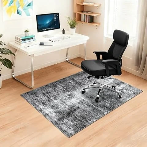 Capslpad rutschfeste Stuhlmatten für Hartholzboden 90x120cm Schwarz Abstrakt Bodenschutzmatte Schreibtischstuhl Unterlage Schreibtisch Teppich für Hartböden Büro Bürostuhl