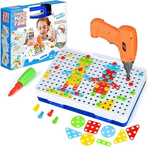 TI-TOO 3D-Spielzeug zum Auseinandernehmen für Kinder Puzzle Constructions Spielzeug für 3 4 5 Jahre alten Jungen Kreative Puzzles Montage DIY Baukasten Bohrer mit Aufbewahrungsbox