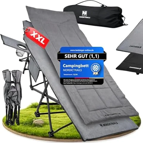 Feldbett klappbar in 10 Sek aufgebaut – NORDICTRAILS XXL Camping Bett Liege