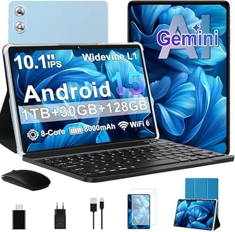 Tablet 10 Zoll Android 15 Tablets Gemini AI,30GB RAM+128GB ROM,8000Mah,Blau