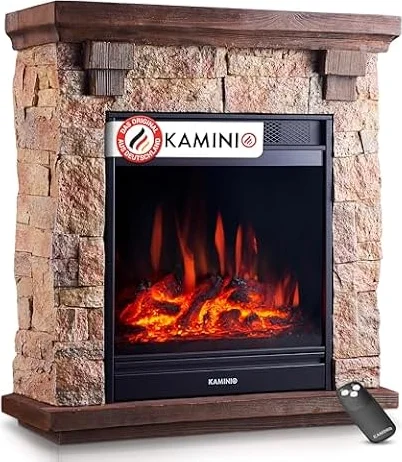 KAMINIO® Elektrokamin mit Heizung, elektrischer Standkamin [Beige, Juan]