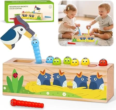 Montessori Spielzeug ab 1 2 3 Jahr Magnetisches Holzspielzeug für 1-3 Jahre